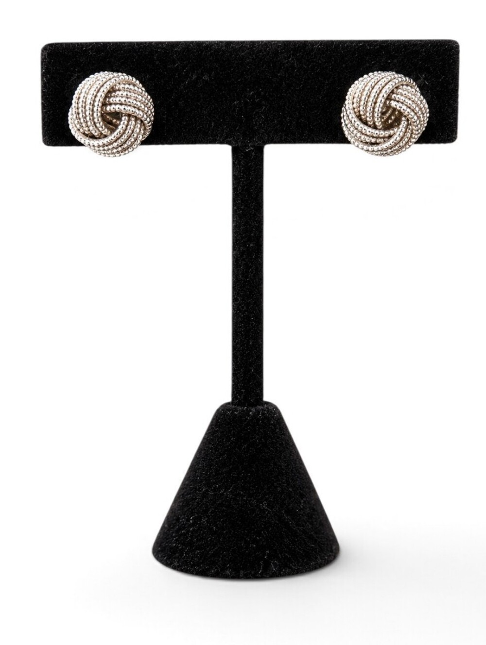 Nine West Sparly Textured Silver Knot Stud Earrings NWOT